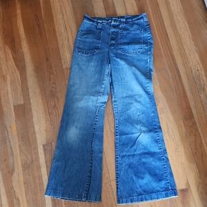 Real Vintage 70's Bell Bottom Button Fly Classic Blue Jeans Size 11/12